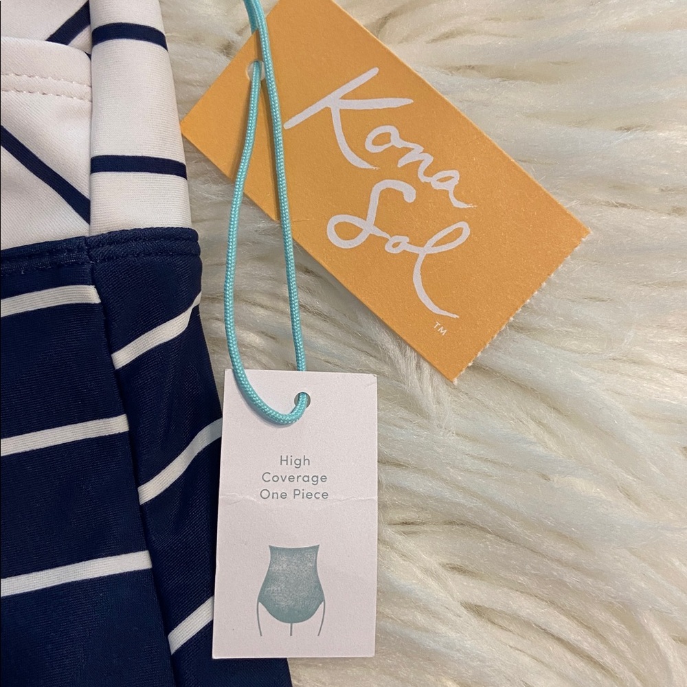 Kona Sol Navy and White Striped Swimsuit size L brand new - Picture 4 of 8